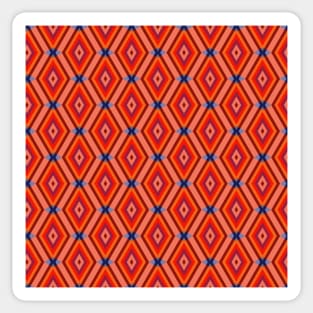 Bright Magenta, Red, and Orange Geometric and Blue Argyle Pattern Sticker